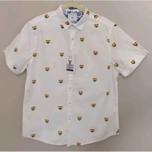 denim flower ricky singh Choose To Be Happy Rainbow Heart Print Shirt Size‎ L